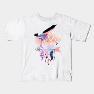 Landing Flamingo – Boho Style Kids T-Shirt